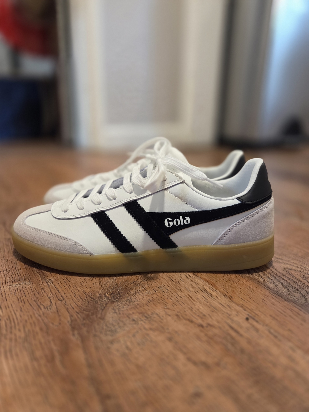 Gola White Black Sneakers with Gum Sole